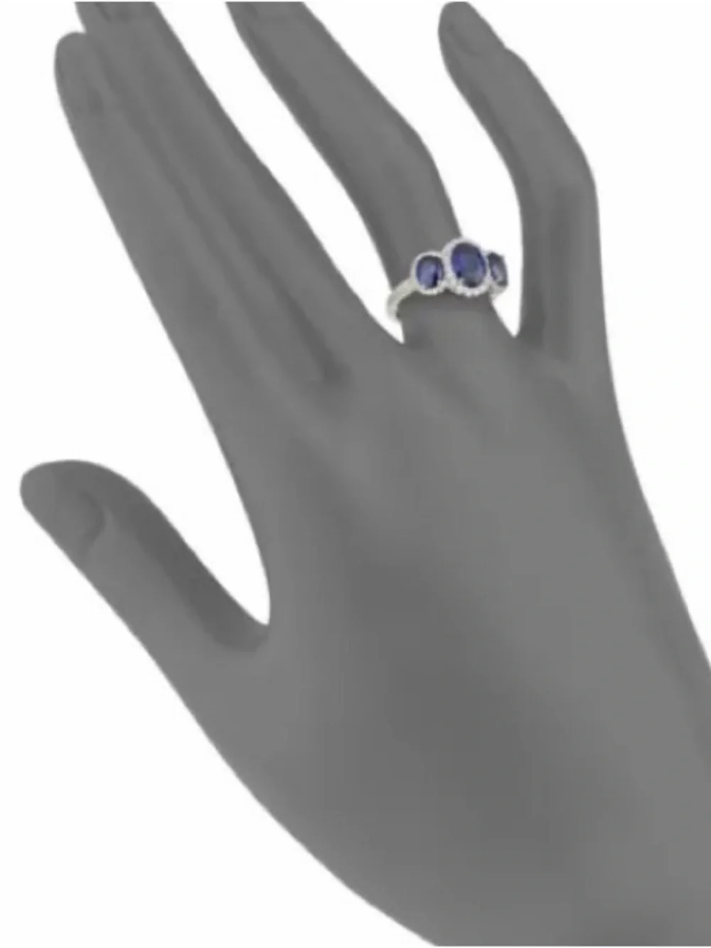 Classic Three-Stone Blue Sapphire Halo Ring - Brand